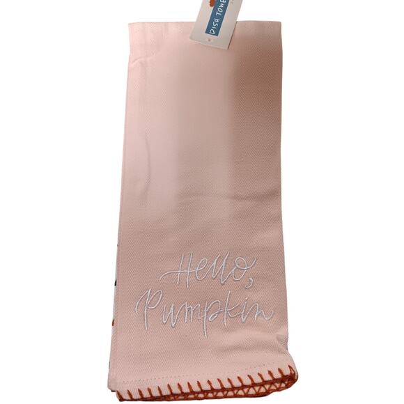 Kitchen Towels – Orange, 25" x 15", “Hello, Pumpkin” + Heart Patterned Towels - Picture 2 of 5